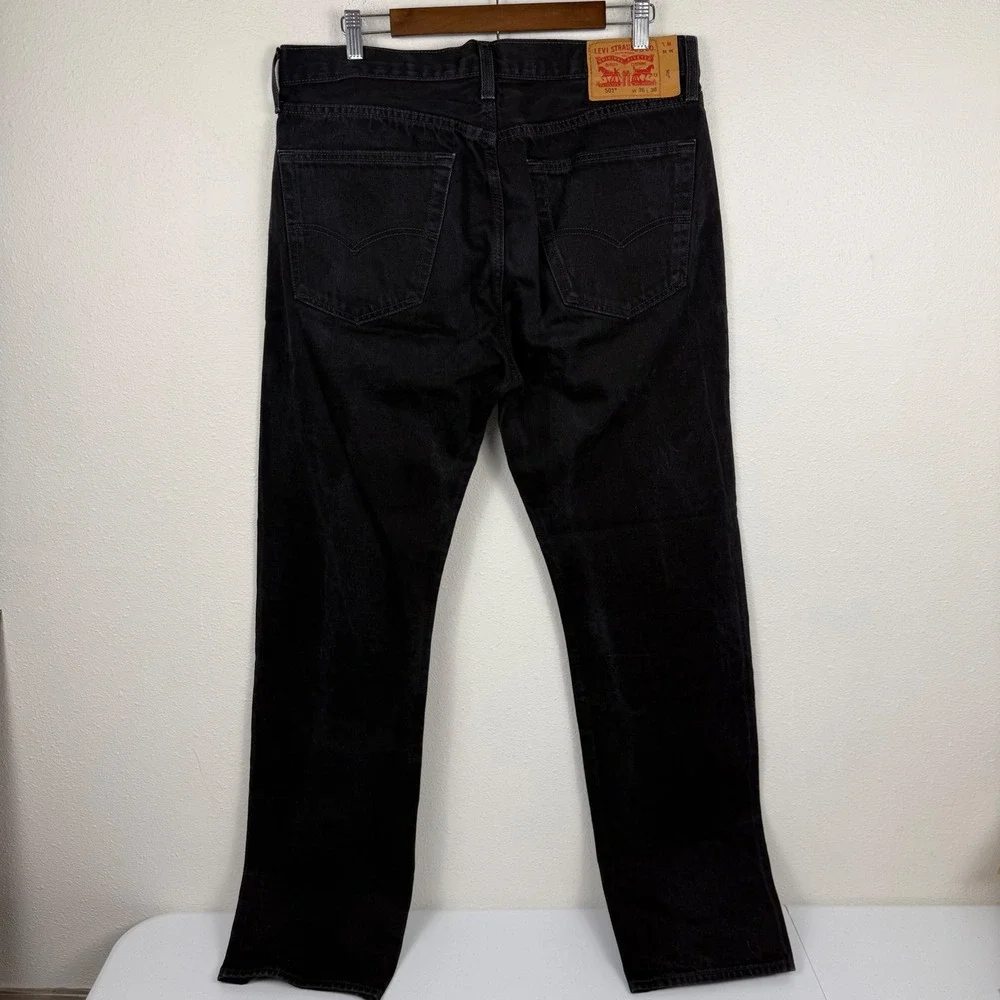 Vtg Levis 501 Original Fit Mens Black Straight Leg Button‎ Fly Jeans W36 L36